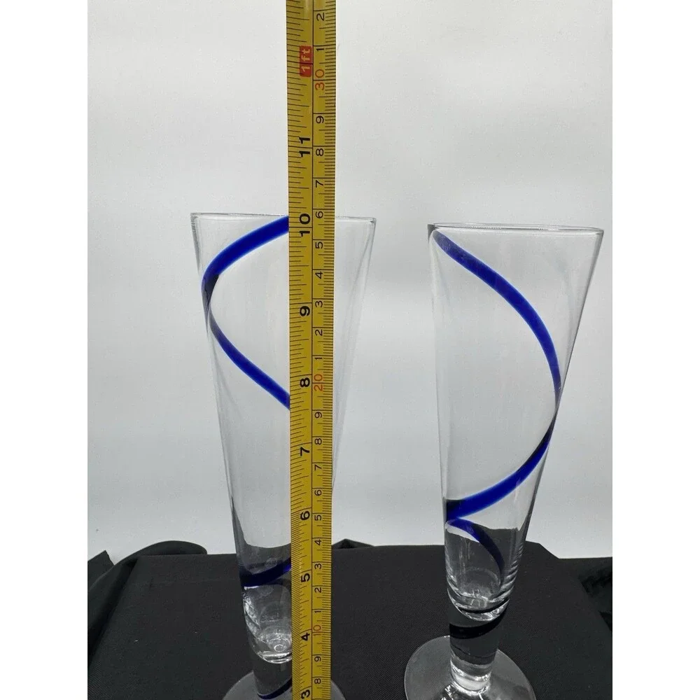 Pier 1 Cobalt Blue Swirline Pilsner Glasses (Set of 2)